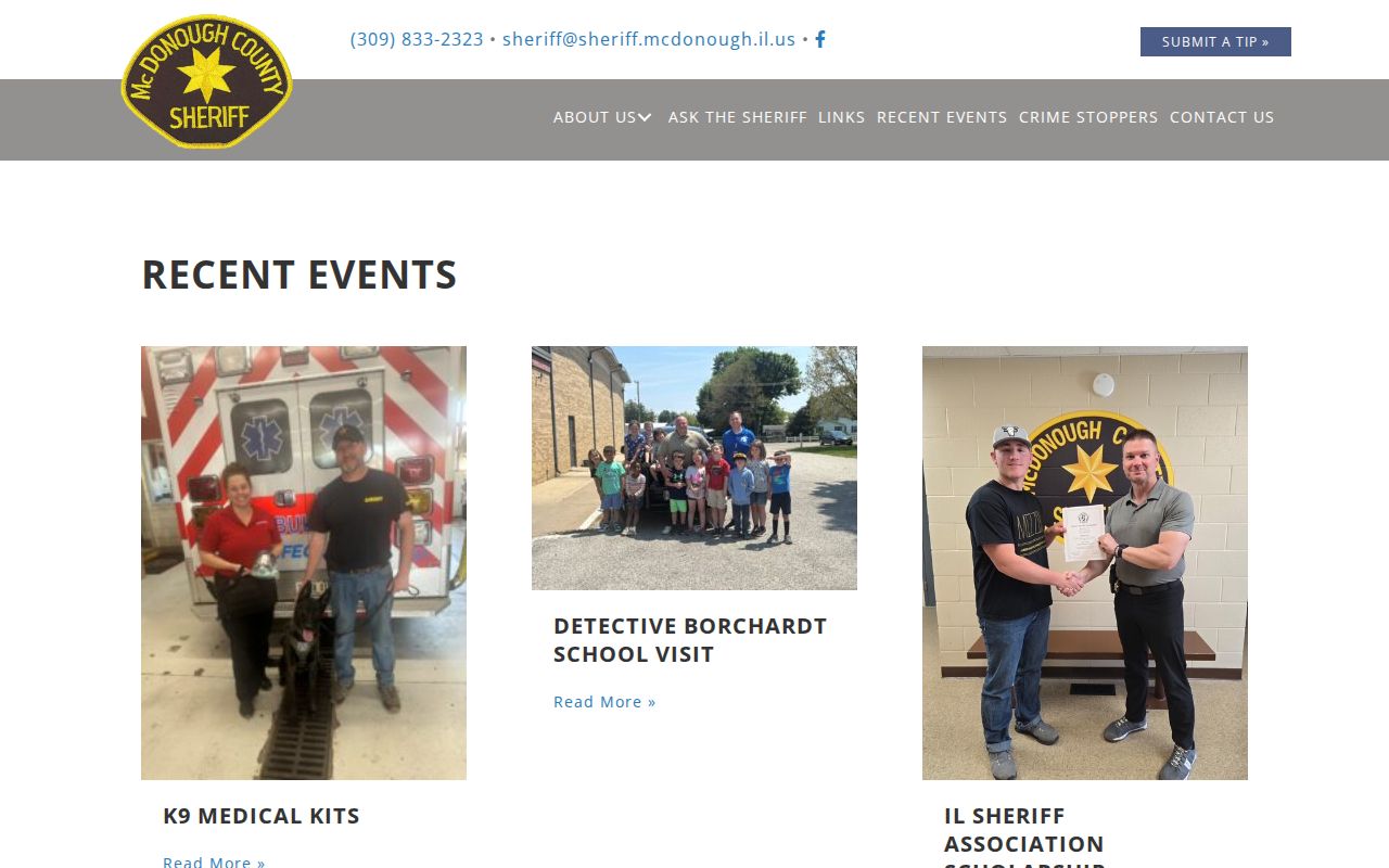 McDonough County Sheriff Recent Events page, which is not a release feed