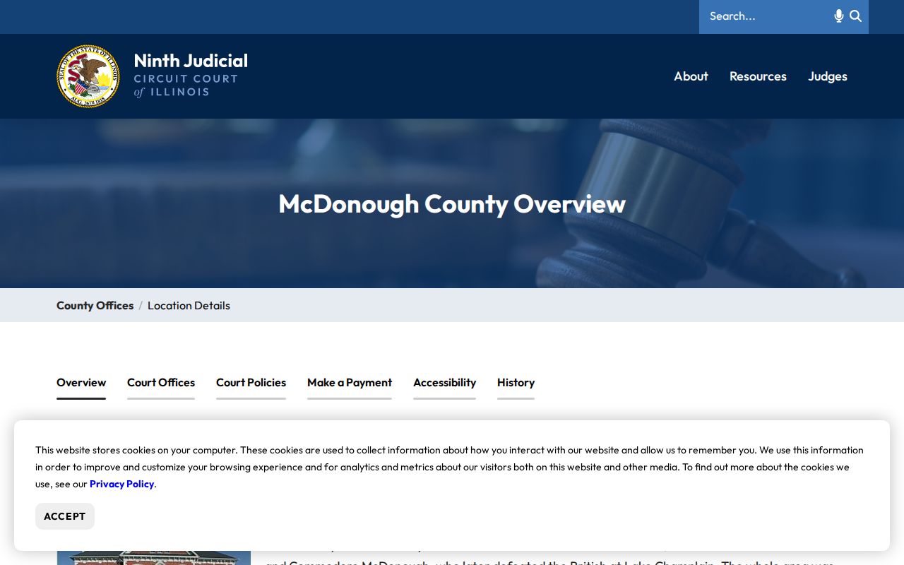 Ninth Judicial Circuit McDonough County docket and probation access page