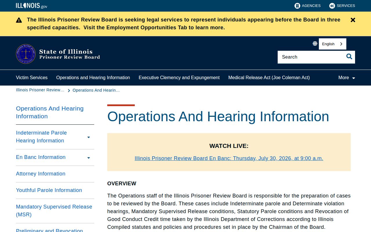 Illinois Prisoner Review Board hearing information hub