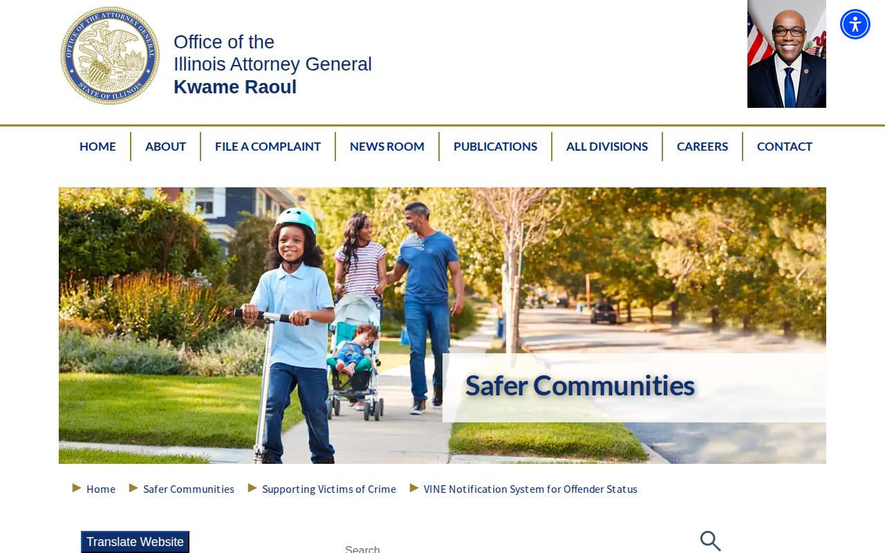 Illinois Attorney General VINE coverage page